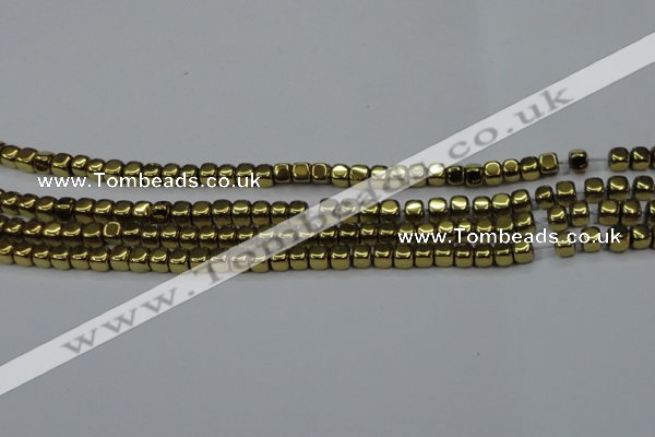 CHE868 15.5 inches 4*4mm dice platedhematite beads wholesale