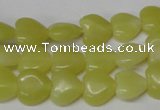 CHG16 15.5 inches 10*10mm heart lemon jade gemstone beads wholesale