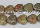 CHG45 15.5 inches 14*14mm heart New unakite gemstone beads wholesale