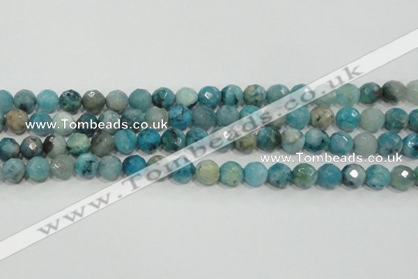 CHM214 15.5 inches 12mm faceted round blue hemimorphite beads