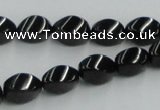 CJB15 16 inches 8*12mm twisted rice natural jet gemstone beads wholesale