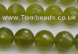CKA220 15.5 inches 14mm faceted round Korean jade gemstone beads