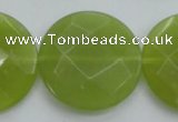 CKA268 15.5 inches 30mm faceted coin Korean jade gemstone beads