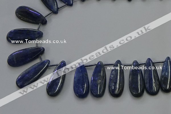 CKC543 Top drilled 10*30mm flat teardrop natural kyanite beads