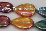 CKQ158 15.5 inches 18*25mm flat teardrop AB-color crackle quartz beads