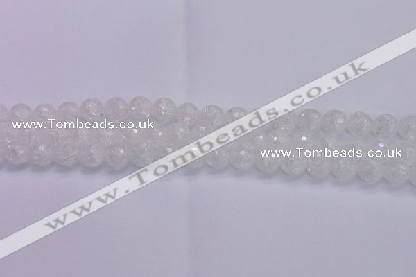 CKQ345 15.5 inches 10mm faceted round dyed crackle quartz beads