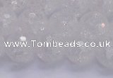 CKQ347 15.5 inches 14mm faceted round dyed crackle quartz beads