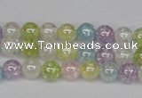 CKQ61 15.5 inches 6mm round AB-color dyed crackle quartz beads