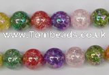 CKQ75 15.5 inches 14mm round AB-color dyed crackle quartz beads