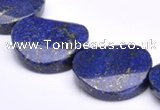 CLA32 26*26mm twisted coin deep blue dyed lapis lazuli beads