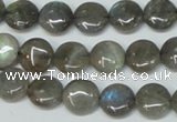 CLB168 15.5 inches 12mm flat round labradorite gemstone beads