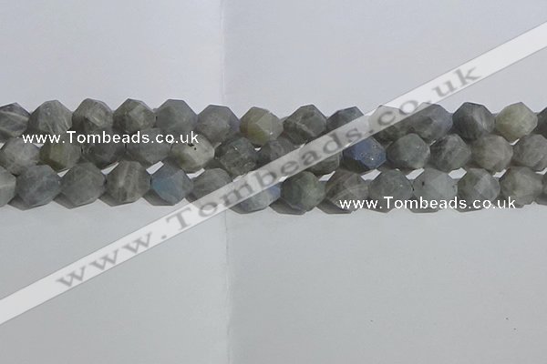 CLB999 15.5 inches 12mm faceted nuggets matte labradorite beads