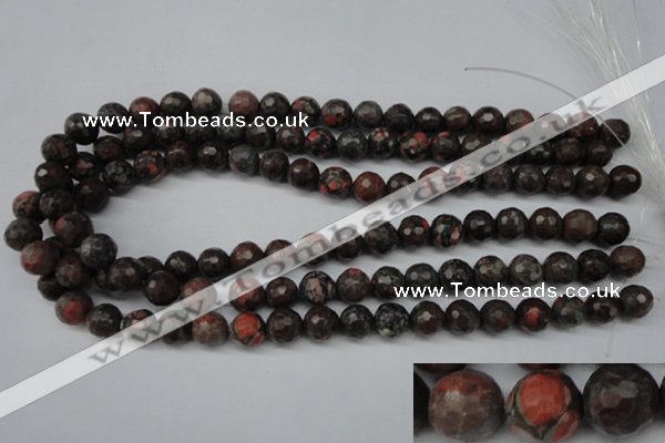 CLD103 15.5 inches 10mm faceted round leopard skin jasper beads