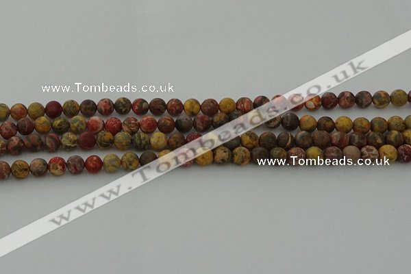 CLD211 15.5 inches 6mm round matte leopard skin jasper beads
