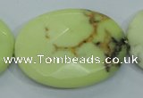 CLE59 15.5 inches 30*40mm faceted oval lemon turquoise beads
