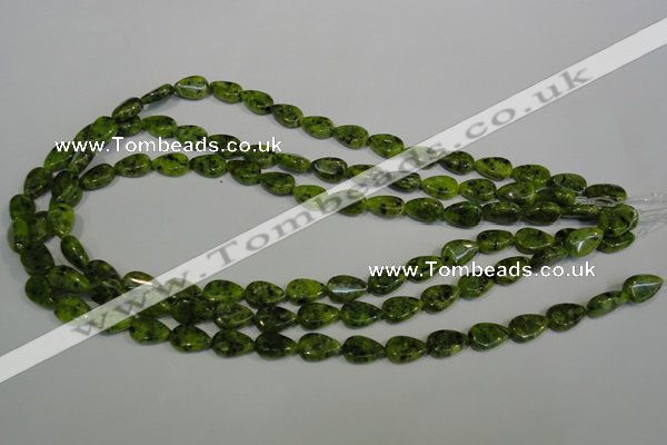 CLJ330 15.5 inches 8*12mm flat teardrop dyed sesame jasper beads