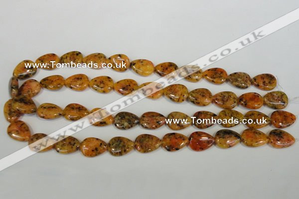 CLJ336 15.5 inches 13*18mm flat teardrop dyed sesame jasper beads