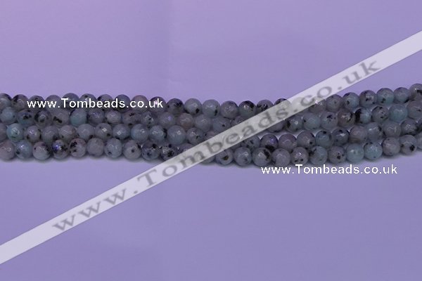 CLJ421 15.5 inches 6mm faceted round sesame jasper beads