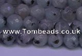CLJ422 15.5 inches 8mm faceted round sesame jasper beads
