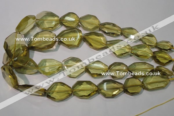 CLQ262 15.5 inches 10*25mm – 25*33mm faceted freeform lemon quartz beads