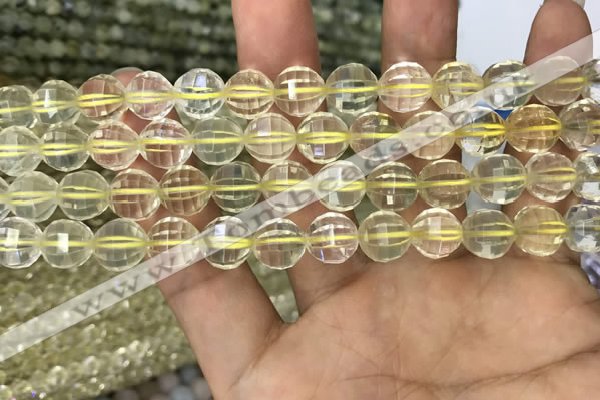 CLQ322 15.5 inches 8mm faceted round natural lemon quartz beads