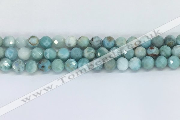 CLR119 15.5 inches 8mm faceted round larimar gemstone beads