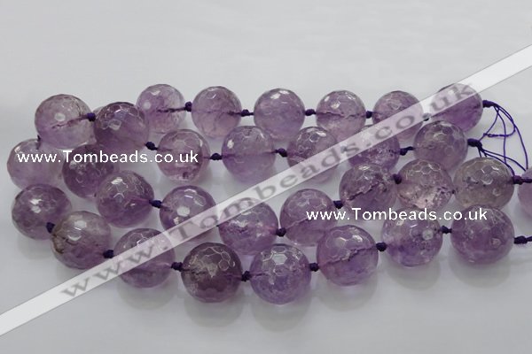 CLS110 15.5 inches 25mm faceted round large amethyst gemstone beads