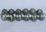 CLS254 7.5 inches 30mm round large green silver line jasper beads