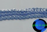 CLU131 15.5 inches 10mm flat round blue luminous stone beads