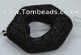 CLV44 15.5 inches 26*33mm hexagon black natural lava beads wholesale