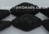 CLV48 15 inches 13*23mm rhombus black natural lava beads wholesale