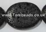 CLV509 15.5 inches 30*40mm oval black lava beads wholesale