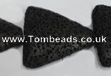 CLV53 15 inches 26*28mm triangle black natural lava beads wholesale