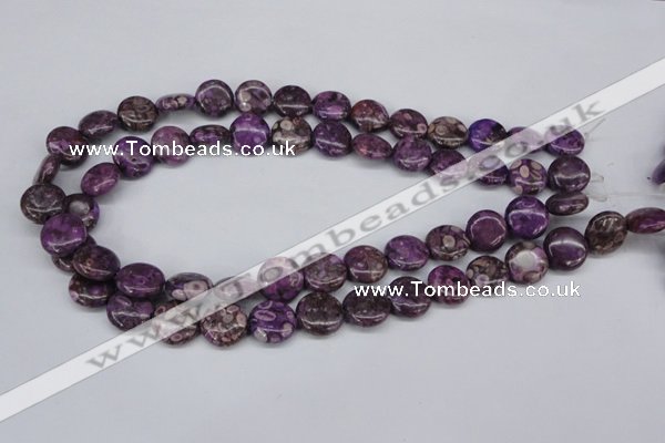 CMB30 15.5 inches 14mm flat round dyed natural medical stone beads