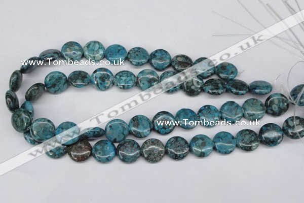 CMB42 15.5 inches 16mm flat round dyed natural medical stone beads