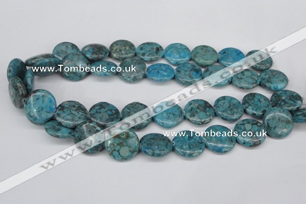 CMB43 15.5 inches 20mm flat round dyed natural medical stone beads