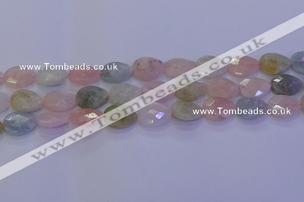 CMG272 15.5 inches 10*14mm faceted flat teardrop morganite beads