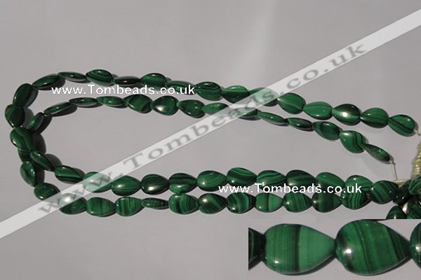 CMN282 15.5 inches 10*14mm flat teardrop natural malachite beads