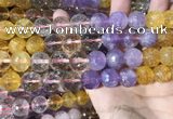 CMQ547 15.5 inches 14mm faceted round colorfull quartz beads