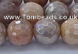 CMS1305 15.5 inches 14mm faceted round AB-color moonstone beads