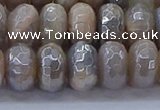 CMS1334 15.5 inches 7*12mm faceted rondelle AB-color grey moonstone beads