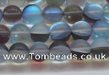 CMS1567 15.5 inches 8mm round matte synthetic moonstone beads