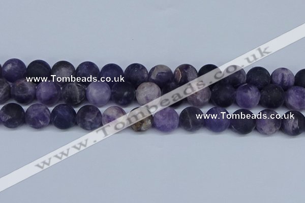 CNA1065 15.5 inches 14mm round matte dogtooth amethyst beads