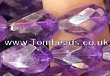 CNA1104 15.5 inches 8*12mm faceted teardrop amethyst gemstone beads