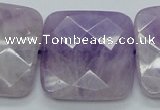 CNA342 15.5 inches 30*30mm faceted square natural lavender amethyst beads