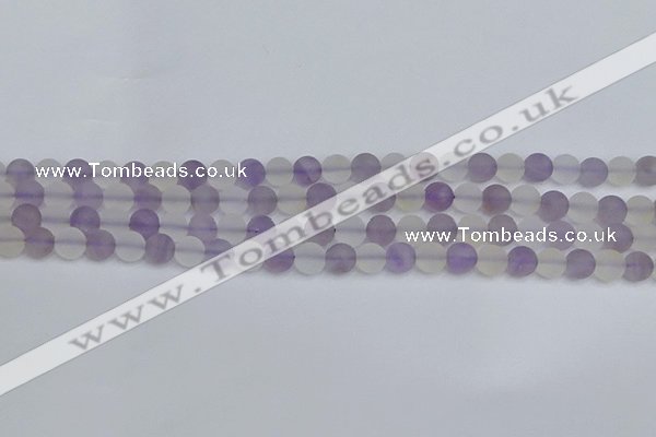 CNA736 15.5 inches 6mm round matte amethyst & white crystal beads