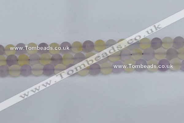 CNA743 15.5 inches 10mm round matte amethyst & citrine beads