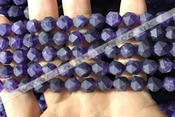 CNA767 15.5 inches 8mm faceted nuggets matte amethyst beads