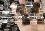 CNC827 15.5 inches 13*18mm rectangle white crystal & smoky quartz beads