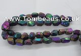 CNG1799 13*18mm - 15*20mm faceted nuggets plated quartz beads